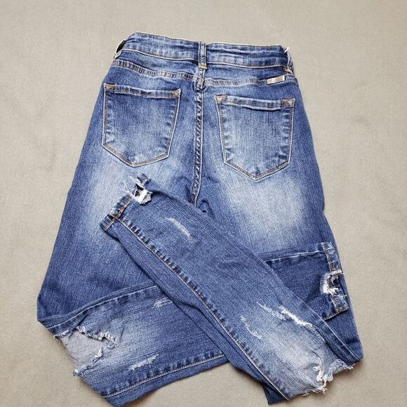 KANCAN Dark Wash Distressed Destroyed Skinny Jeans - Picture 5 of 16